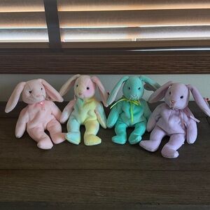 Bunny Beanie Babies TY Pastel Easter Rabbits Lot of 4